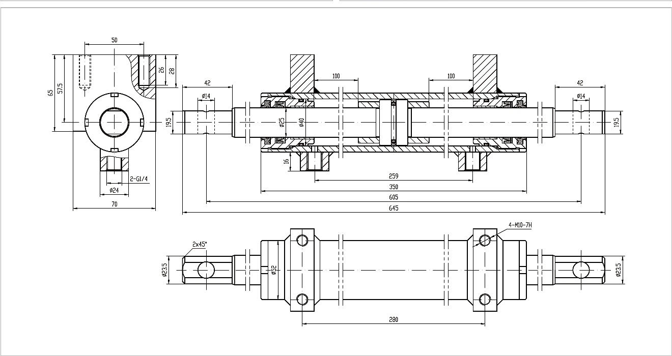 Catalogue technical drawing and evidence for HCYY11112007 Aerial Work Steering Cylinder