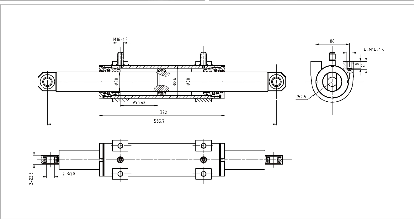 Catalogue technical drawing and evidence for HCYY11112002 Forklift Steering Cylinder