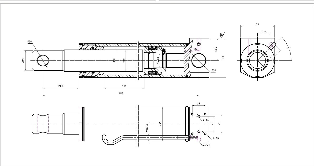 Catalogue technical drawing and evidence for HCYY11112025 Front Frame Support Cylinder