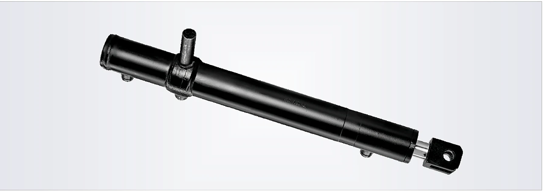 Complete black HCYY11112017 towing and lifting hydraulic cylinder with custom bracket and clevis