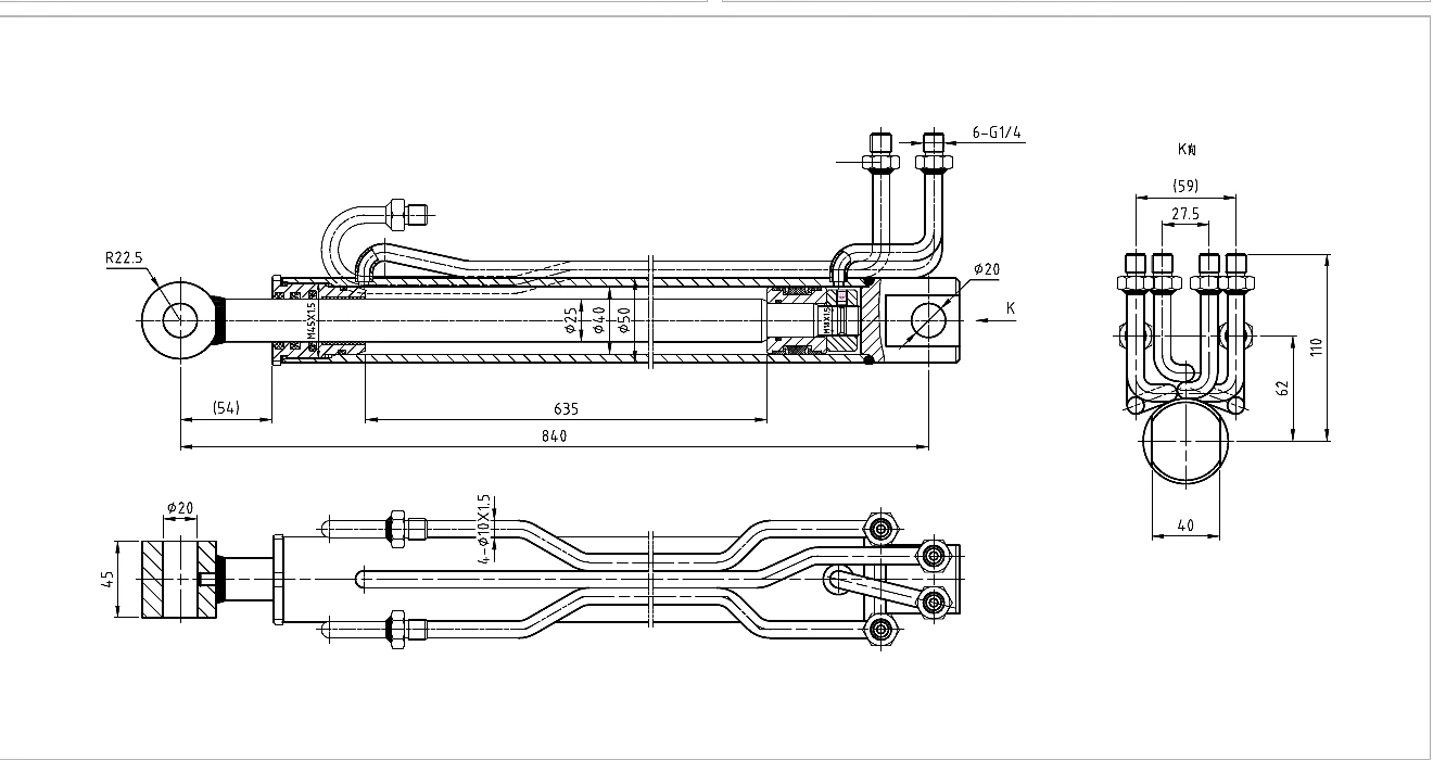 Catalogue technical drawing and evidence for HCYY11112026 Rear Opening Rack Support Cylinder